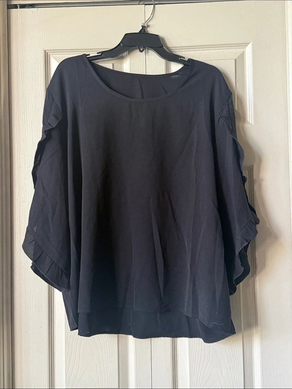 Women’s Black Ruffle Sleeve Blouse